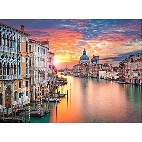 Kit de Pintura Diamante 5D Completo Paisaje de venecia 25x30cm Square Drill Diamond Painting Full Taladro DIY Adultos Bordado Punto de Cruz Arte Craft Home Salón Dormitorio Decor de Pared Q1217