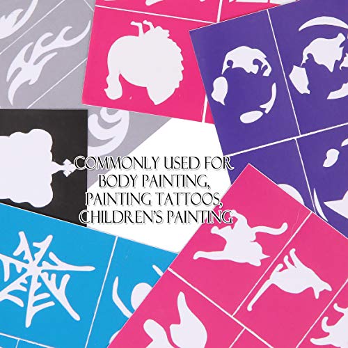 Kit de plantillas de pintura facial y corporal reutilizables, plantillas de tatuaje, purpurina, tatuajes temporales para niños, escuela, espectáculos, cumpleaños, Halloween, Navidad