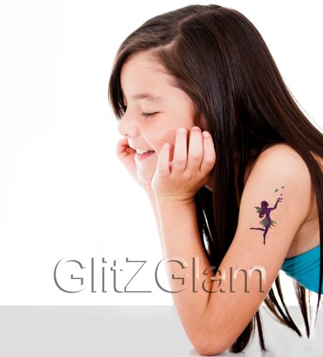 Kit de Tatuajes de Brillantina - Things with Wings (Cosas con alas) con 6 brillantinas Grandes y 12 Plantillas Reutilizables para Tatuajes temporales.