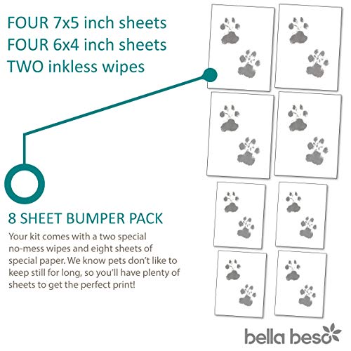 Kit sin tinta para impresión de patas de mascota para perros y gatos: listo para enmarcar impresiones, marca Bella Beso