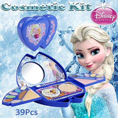 kitabetty Kit Cosmético 39PCS Para El Juguete De Maquillaje Disney Frozen Princess Series | Lavable Y No Tóxico | Maquillaje Princesa Real Con Espejo | Regalo Ideal Para Niños.