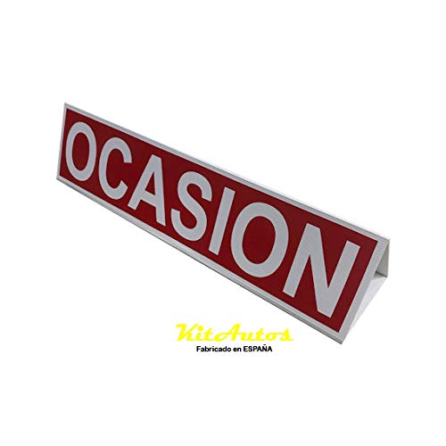 Kitautos.Cartel para Compra Venta,Coche de ocasión.Letrero Triangular Doble rotulo.60x14.