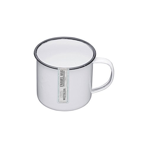 Kitchen Craft 550 ml Living Nostalgia Taza esmaltada, Blanco/Gris
