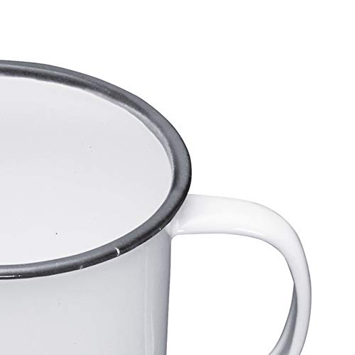 Kitchen Craft 550 ml Living Nostalgia Taza esmaltada, Blanco/Gris