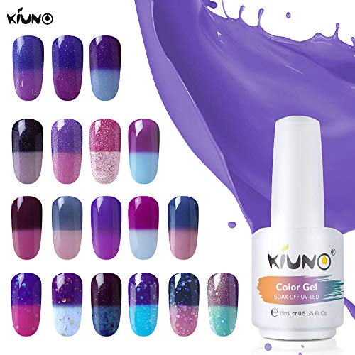 KIUNO Esmaltes Semipermanentes, Uñas de gel UV LED Camaleón Cambia de Color con la Temperatura, Pintauñas Semipermanentes para Manicura y Pedicura 15ML-TC-5714