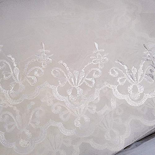 KJ-KUIJHFF velo de novia 3 capas de corte largo blanco tul encaje floral borde dulce soñador con peine accesorios de boda