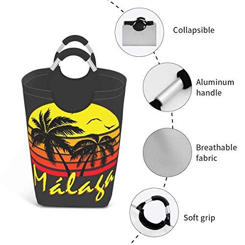 KJKT Paquete de Ropa Sucia Impermeable, 50 litros de Capacidad de Almacenamiento Málaga Vintage Sun con Asas Cestas de lavandería Plegables de Gran tamaño Cesto