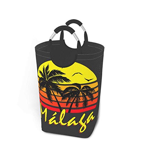 KJKT Paquete de Ropa Sucia Impermeable, 50 litros de Capacidad de Almacenamiento Málaga Vintage Sun con Asas Cestas de lavandería Plegables de Gran tamaño Cesto
