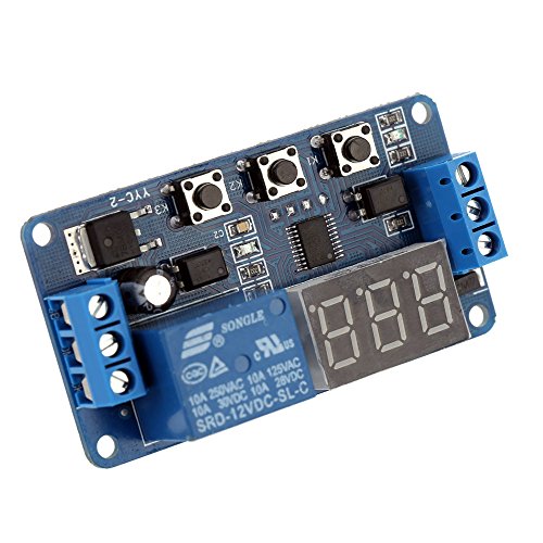 KKmoon Módulo de tiempo de retardo digital de automatización con pantalla LED y Temporizador de ciclo de relé de control del interruptor multifuncional (12v)
