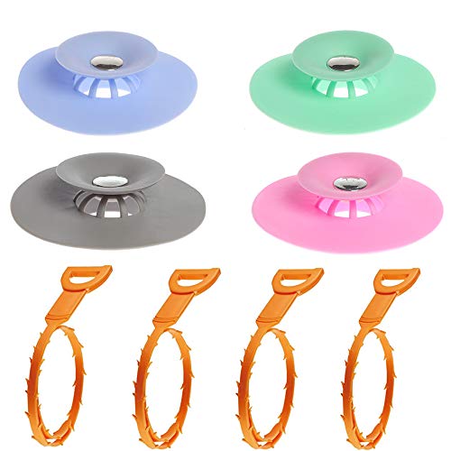 KKSJK Tapones de Drenaje de Silicona universales de 8 Piezas y Kits de Drenaje de Cabello, tapón de bañera con tapón de Fregadero