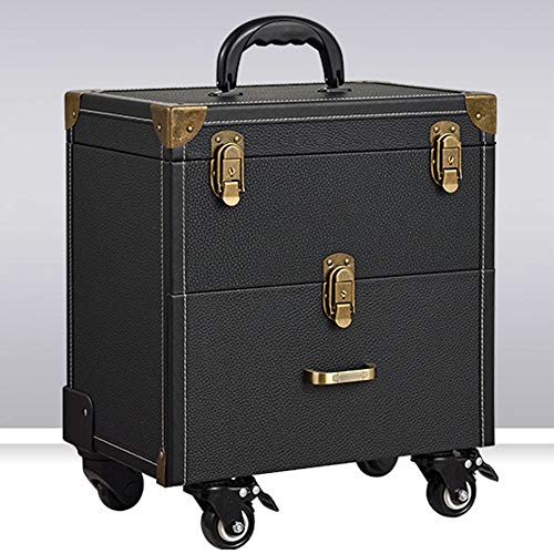 KLMP Estuche Cosmético Maleta Estuche De Belleza Peluquería Multifuncional Profesional Estuche Cosmético Tipo Carro con Cuatro Ruedas Giratorias,Purple