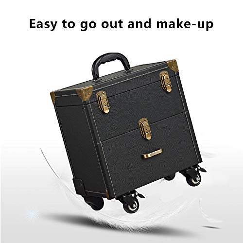 KLMP Estuche Cosmético Maleta Estuche De Belleza Peluquería Multifuncional Profesional Estuche Cosmético Tipo Carro con Cuatro Ruedas Giratorias,Purple