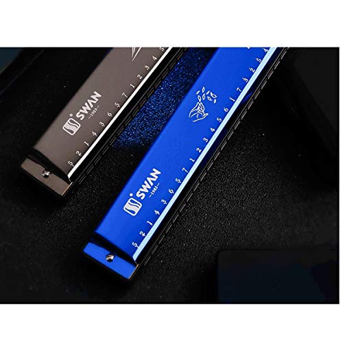 KMDSM Clave de armónica de C armónica polifónica de 24 orificios con estuche de alta resistencia for jugadores profesionales, principiantes, estudiantes, regalos for niños: negro, azul, rojo