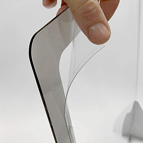 KMINA - Mampara Protección Mostrador, Mampara Mostrador con pantalla de plástico fino transparente (no es metacrilato) y marco de aluminio DIBOND de Calidad, Fabricado en España (70 cm x 62cm)