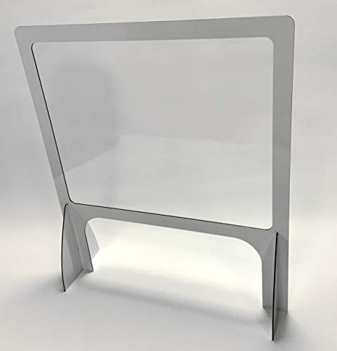 KMINA - Mampara Protección Mostrador, Mampara Mostrador con pantalla de plástico fino transparente (no es metacrilato) y marco de aluminio DIBOND de Calidad, Fabricado en España (70 cm x 62cm)