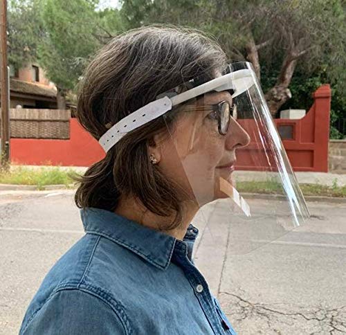 KMINA PRO - Pantalla Protección Facial Transparente (Pack x10 uds), Visera Protección Facial, Protector Facial con Separación y Agujeros de Ventilación, Pantalla Protectora Cara, Fabricado en España