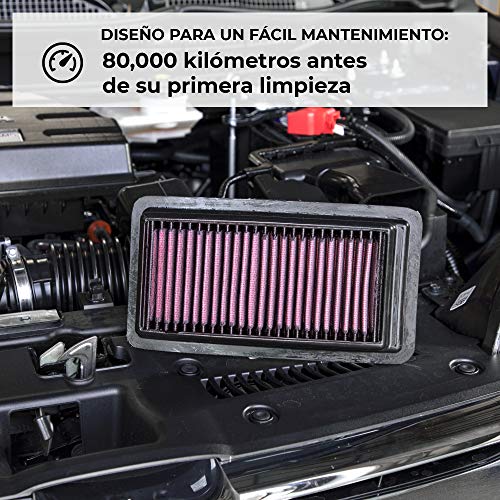 K&N 33-2865 Filtro de Aire Coche, Lavable y Reutilizable
