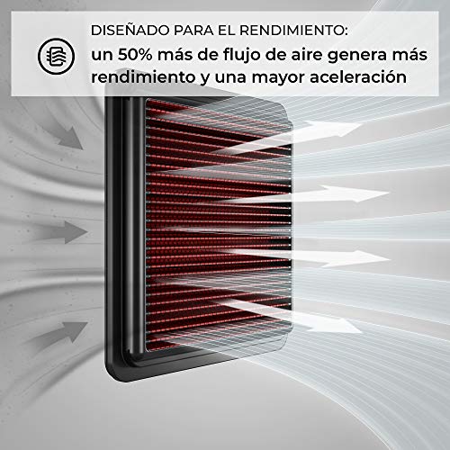 K&N 33-3005 Filtro de Aire Coche, Lavable y Reutilizable, Negro