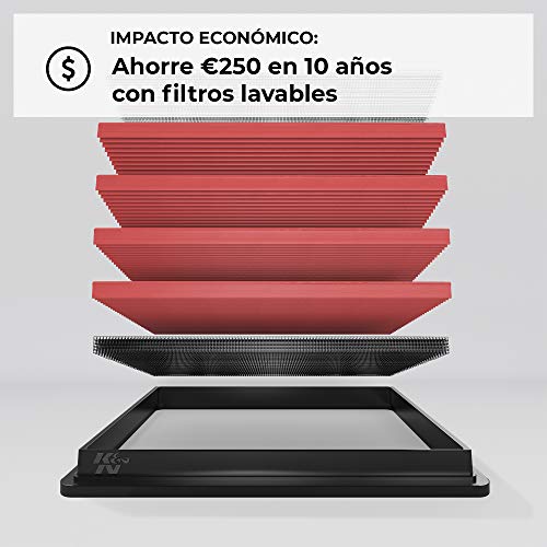 K&N 33-3005 Filtro de Aire Coche, Lavable y Reutilizable, Negro