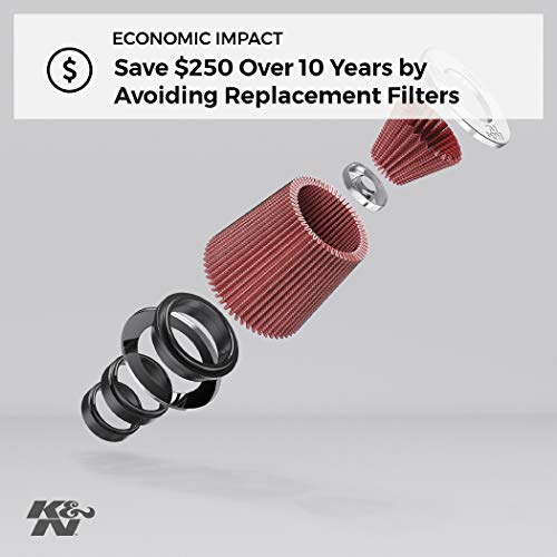 K&N RG-1001RD Filtro Universal, Cromado Coche y Moto