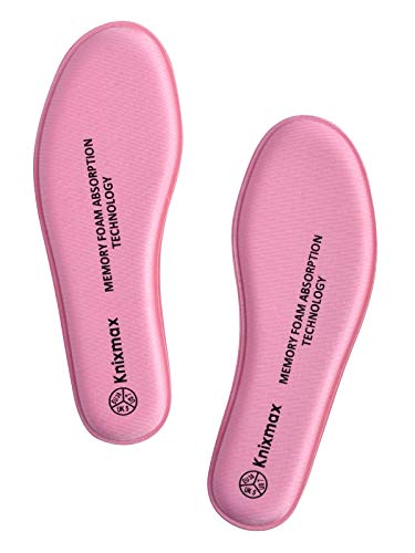Knixmax Plantillas Memory Foam para Zapatos de Mujer y Hombre, Plantillas Confort Amortiguadoras Cómodas y Flexibles para Trabajo, Deportes, Caminar, Senderismo, EU39 (UK 06) Rosa
