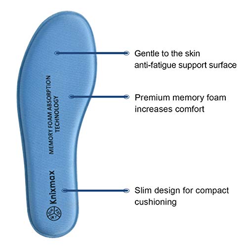 Knixmax Plantillas Memory Foam para Zapatos de Mujer y Hombre, Plantillas Confort Amortiguadoras Cómodas y Flexibles para Trabajo, Deportes, Caminar, Senderismo, EU37 (UK 4) Azul