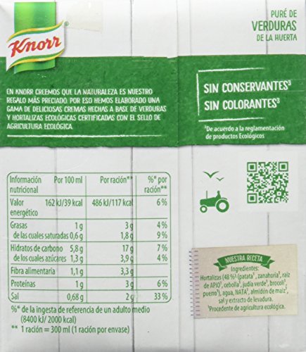 Knorr Eco Puré de Verduras de la Huerta - Paquete de 12 x 300 ml - Total: 3600 ml
