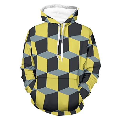 Knowikonwn Unisex 3D Sudaderas Retro - Colorido Suelto Comodidad Uniforme Blanco6 l