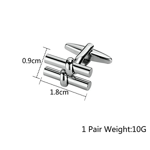 KNSAM - Gemelos Hombre Acero inoxidable Barra de dos cilindros Plata letra para el regalo de boda del negocio Para los hombres
