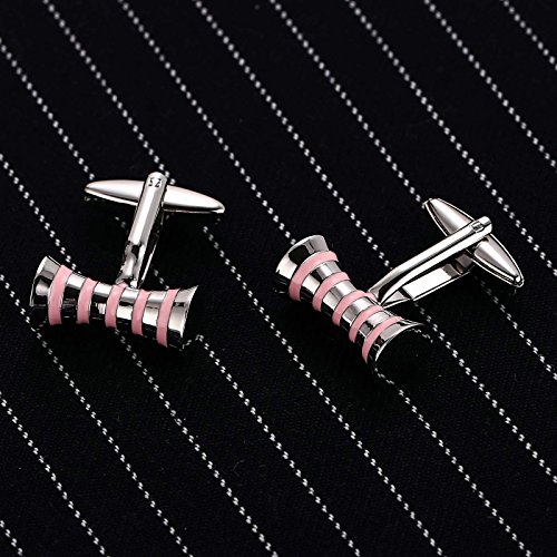 KNSAM - Gemelos Hombre Acero inoxidable Mancuernas de barra Rosa letra para el regalo de boda del negocio Para los hombres