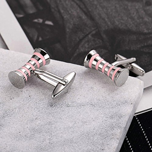 KNSAM - Gemelos Hombre Acero inoxidable Mancuernas de barra Rosa letra para el regalo de boda del negocio Para los hombres