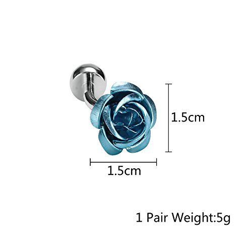 KNSAM - Gemelos Hombre Acero inoxidable Rosas flores Azul letra para el regalo de boda del negocio Para los hombres