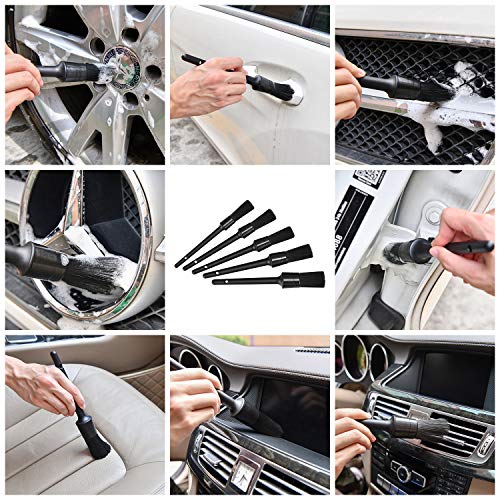 Kohree 9 Piezas Kit Limpieza Coche Herramientas de Lavado de Auto Car Detailing Pincel Limpieza Coche Auto Car Detailing Brush Set Interior y Exterior de Coche, Motor, Emblemas, Ventilación de Aire