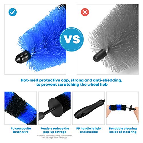 Kohree 9 Piezas Kit Limpieza Coche Herramientas de Lavado de Auto Car Detailing Pincel Limpieza Coche Auto Car Detailing Brush Set Interior y Exterior de Coche, Motor, Emblemas, Ventilación de Aire