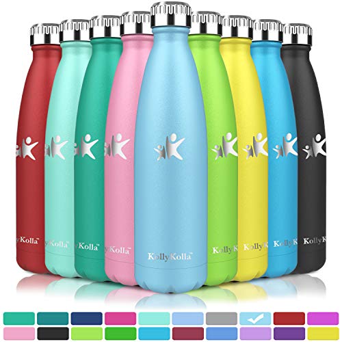 KollyKolla Botella de Agua Acero Inoxidable, Termo Sin BPA Ecológica, Botellas Termica Reutilizable Frascos Térmicos para Niños & Adultos, Deporte, Oficina, Yoga, Ciclismo, (750ml Azul Eléctrico)