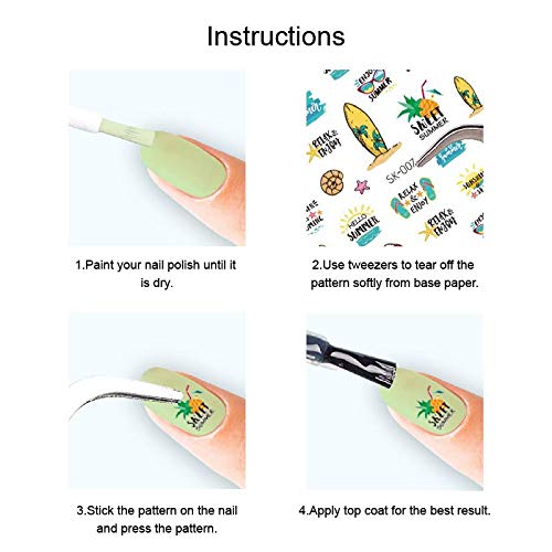 Konsait Nail Art Stickers Uñas Decoración Pegatinas de arte- Flor Hojas Flamencos Etiqueta Engomada Del Clavo Tatuaje Tatuajes de Uñas de Verano