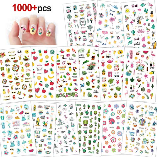 Konsait Nail Art Stickers Uñas Decoración Pegatinas de arte- Flor Hojas Flamencos Etiqueta Engomada Del Clavo Tatuaje Tatuajes de Uñas de Verano