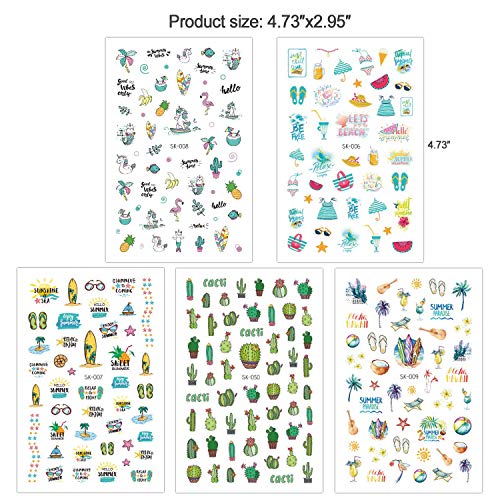 Konsait Nail Art Stickers Uñas Decoración Pegatinas de arte- Flor Hojas Flamencos Etiqueta Engomada Del Clavo Tatuaje Tatuajes de Uñas de Verano