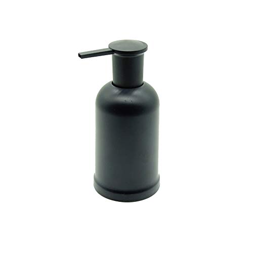 KOOK TIME - Set de 3 Accesorios baño, dispensador de jabón líquido, Vaso portacepillos y escobillero baño, plástico Robusto y de Calidad (Negro)