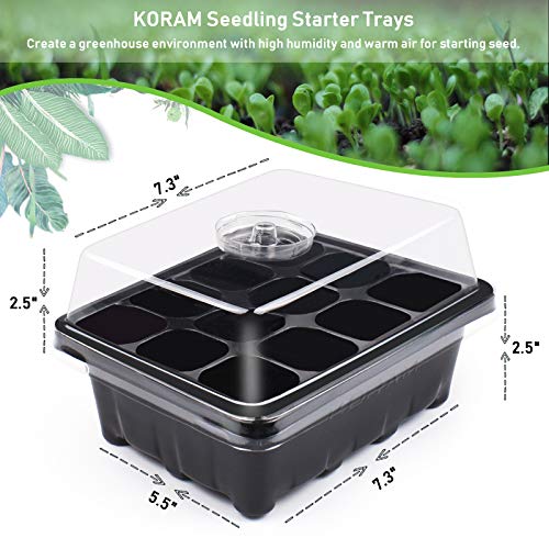 KORAM 10 Sets Bandeja de Inicio de Semillas 120 células Bandeja de Semillas Kit de germinación de Inicio de Semillas de jardín con Domo y Base más Etiquetas para Plantas Kit de Herramientas manuales