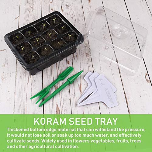 KORAM 10 Sets Bandeja de Inicio de Semillas 120 células Bandeja de Semillas Kit de germinación de Inicio de Semillas de jardín con Domo y Base más Etiquetas para Plantas Kit de Herramientas manuales