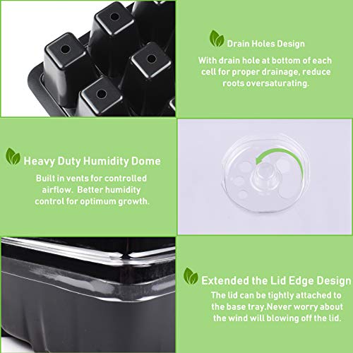 KORAM 10 Sets Bandeja de Inicio de Semillas 120 células Bandeja de Semillas Kit de germinación de Inicio de Semillas de jardín con Domo y Base más Etiquetas para Plantas Kit de Herramientas manuales