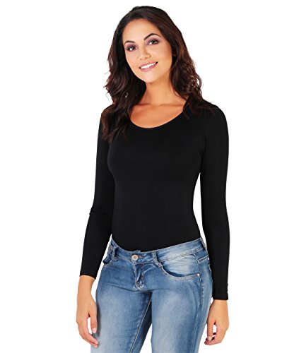 KRISP Body Mujer Tirantes Lycra Básico Top Moda, Negro (9833), S/M, 9833-BLK-SM