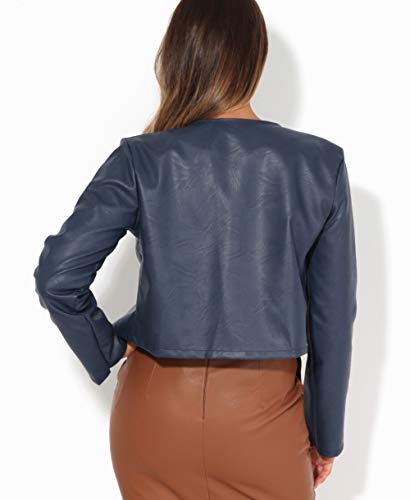 KRISP Bolero Elegante Mujer Fiesta Torera Talla Grande Manga Larga Joven Chaqueta Corta Boda Formal Vestir, (Azul Marino, M), 4432-NVY-M