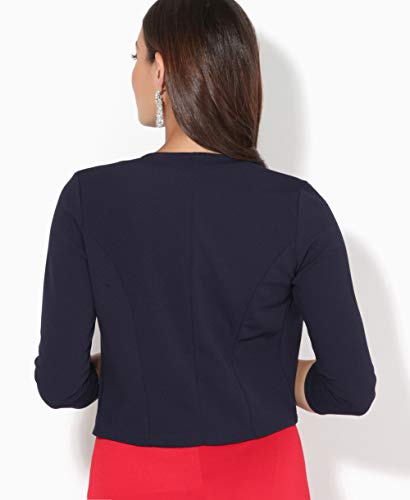 KRISP Bolero Mujer Fiesta Tallas Grandes Torera Chaqueta Corta Boda Elegante Noche Vestir Manga, Azul Marino - (5026), 38 EU (10 UK), 5026-NVY-10