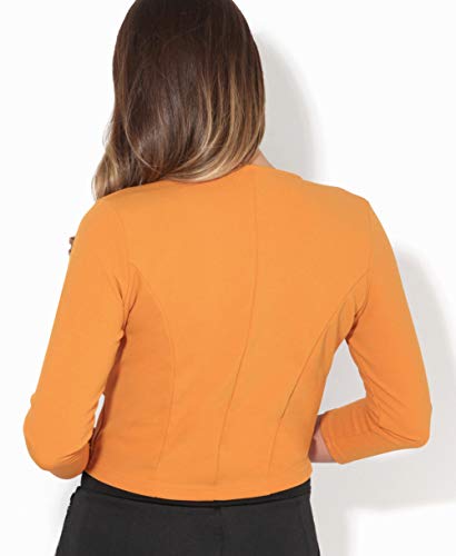 KRISP Bolero Mujer Fiesta Tallas Grandes Torera Chaqueta Corta Boda Elegante Noche Vestir Manga, Mostaza - (5026), 36 EU (08 UK), 5026-MSTD-08