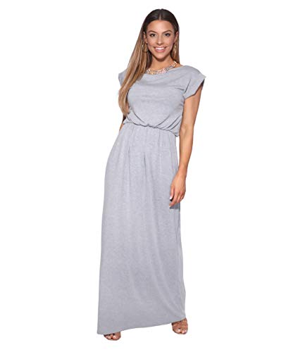 KRISP Vestido Mujer Tallas Grandes Largo Casual Ibicenco De Día Ropa Hippie Online Ofertas, (Gris (3269), 36 EU (08 UK)), 3269-GRY-08