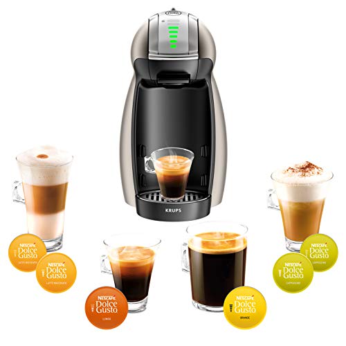 Krups yy1784fd máquina de café de cápsulas de Nescafé Dolce Gusto Genio Plus titanio automático calidad profesional presión 15 Bars Large elección de bebidas calientes y frías