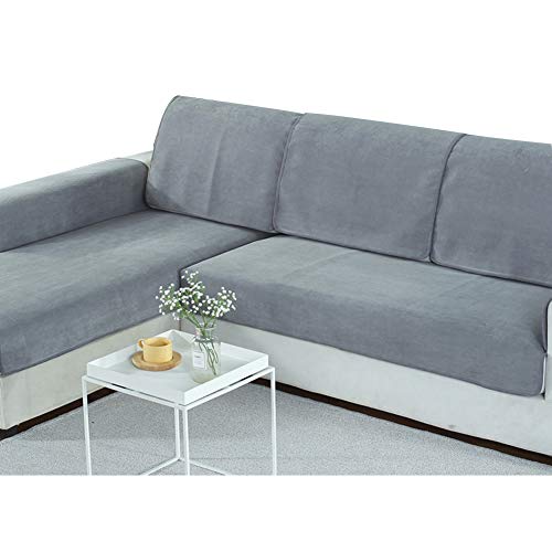 KSWD 1 pcs Mascotas Anti-orina Fundas para sofás, Impermeable Funda de Sofá Niños Antideslizante Cubre para Sofá Anti Manchas Terciopelo, Gris (110X180CM)