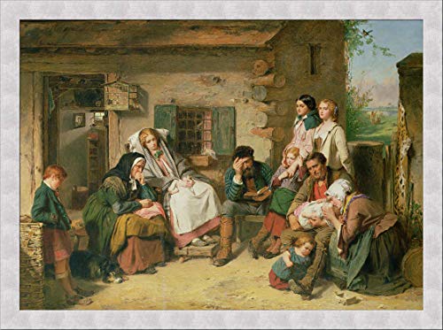 Kunst für Alle Cuadro con Marco: Thomas Faed Scottish Settlers in North America - Impresión artística Decorativa con Marco, 75x55 cm, Plata cepillada
